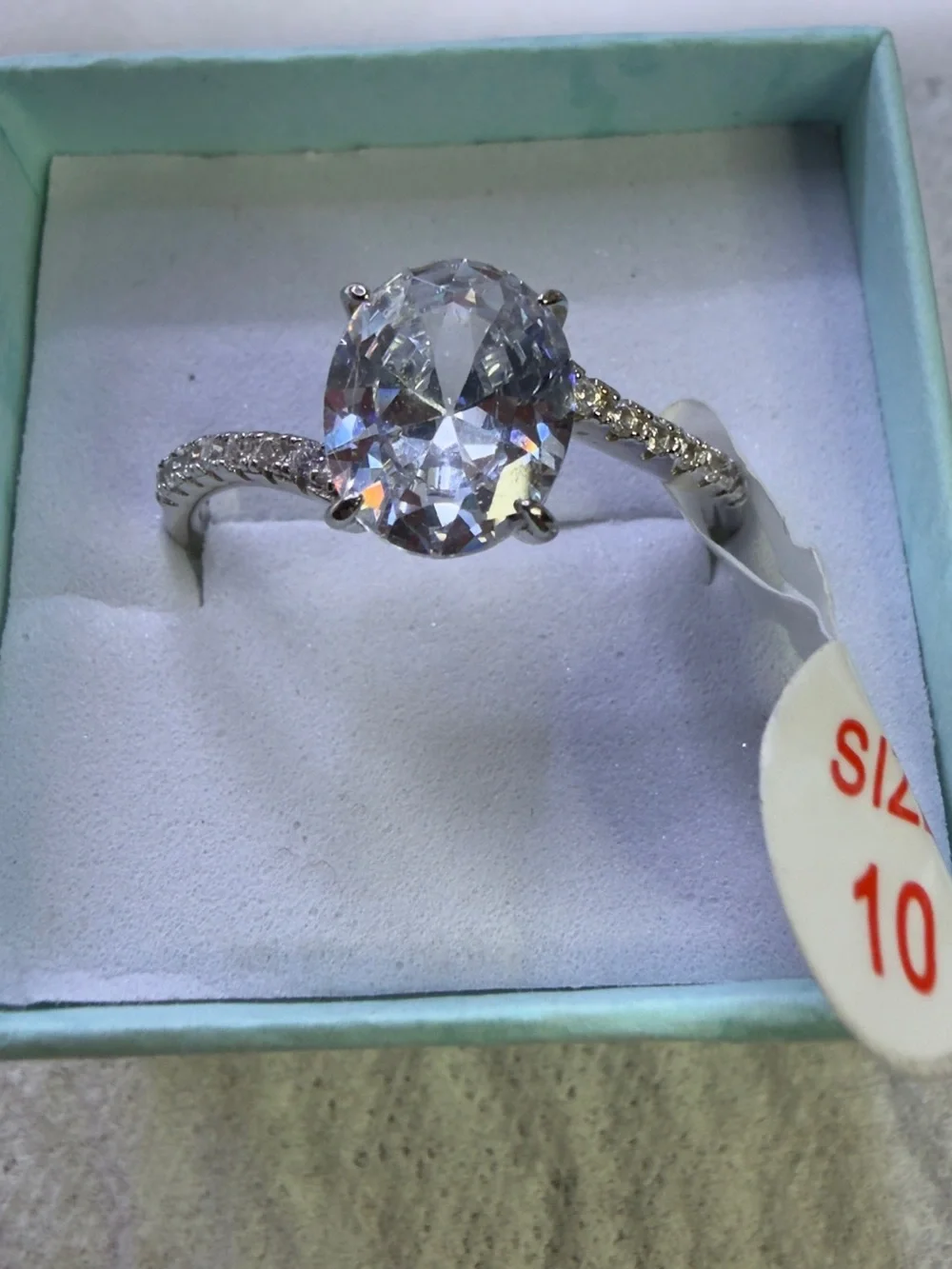 Oval CZ Stone Silver 925 stamp Halo Ring